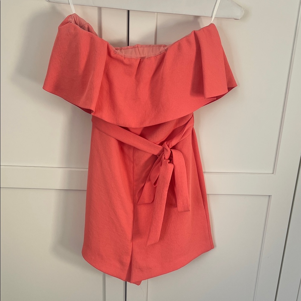 Babaton Coral Off-Shoulder Romper